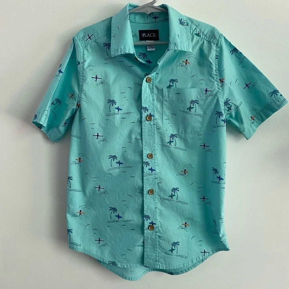The Children’s Place, Tropical Button Down Shirt, Size 8/10, M